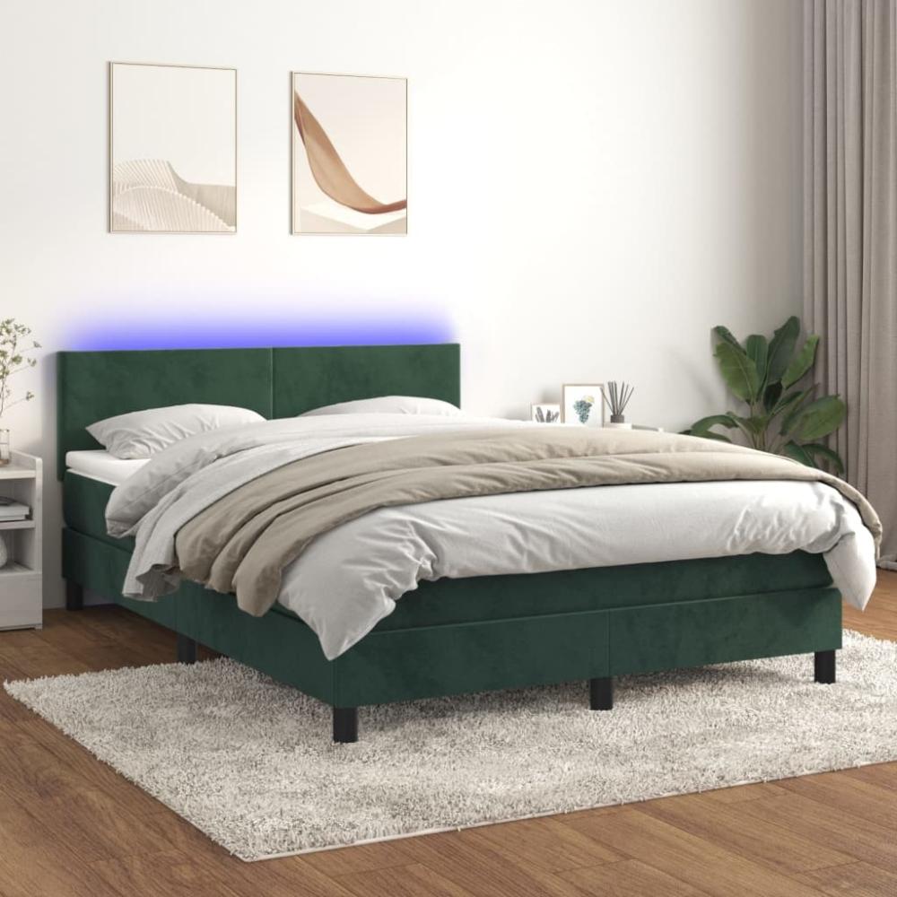 Boxspringbett mit Matratze & LED Dunkelgrün 140x190 cm Samt 3134282 Bild 1