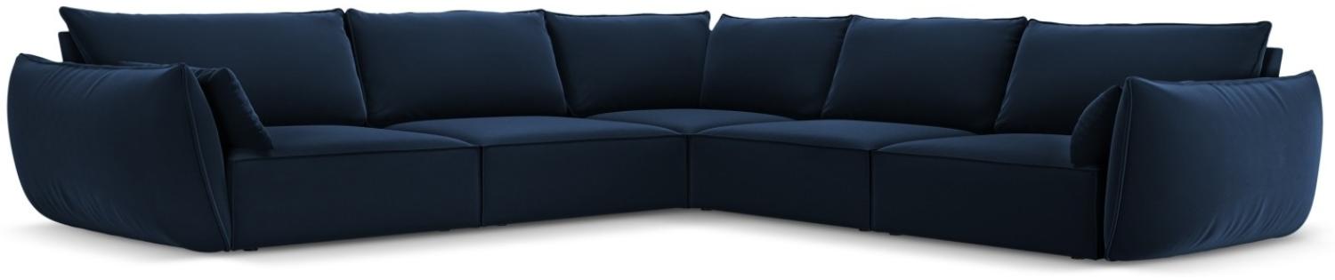 Micadoni 7-Sitzer Samtstoff Symmetrisches Ecksofa Kaelle | Bezug Royal Blue | Beinfarbe Black Plastic Bild 1
