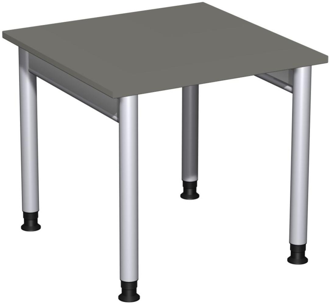 Schreibtisch '4 Fuß Pro' höhenverstellbar, 80x80cm, Graphit / Silber Bild 1