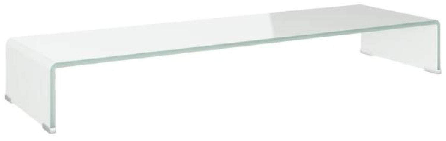 vidaXL TV-Tisch/Bildschirmerhöhung Glas Weiß 100 x 30 x 13 cm Bild 1