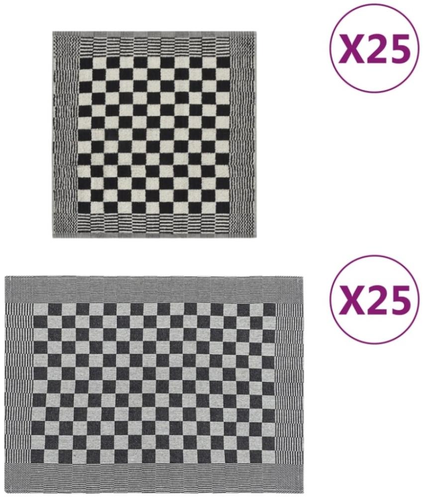 vidaXL 50-tlg. Handtuch-Set Schwarz und Weiß Baumwolle Bild 1
