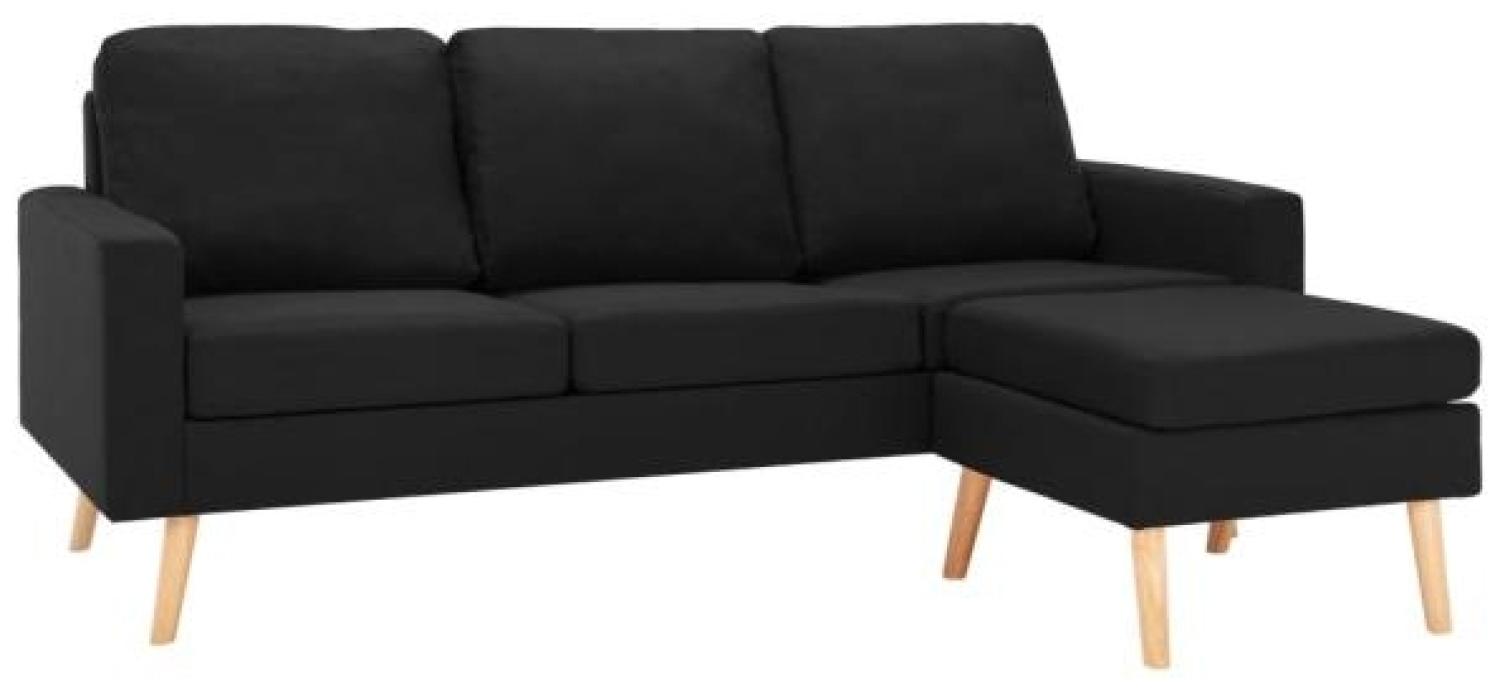 vidaXL 3-Sitzer-Sofa mit Hocker Schwarz Stoff Bild 1