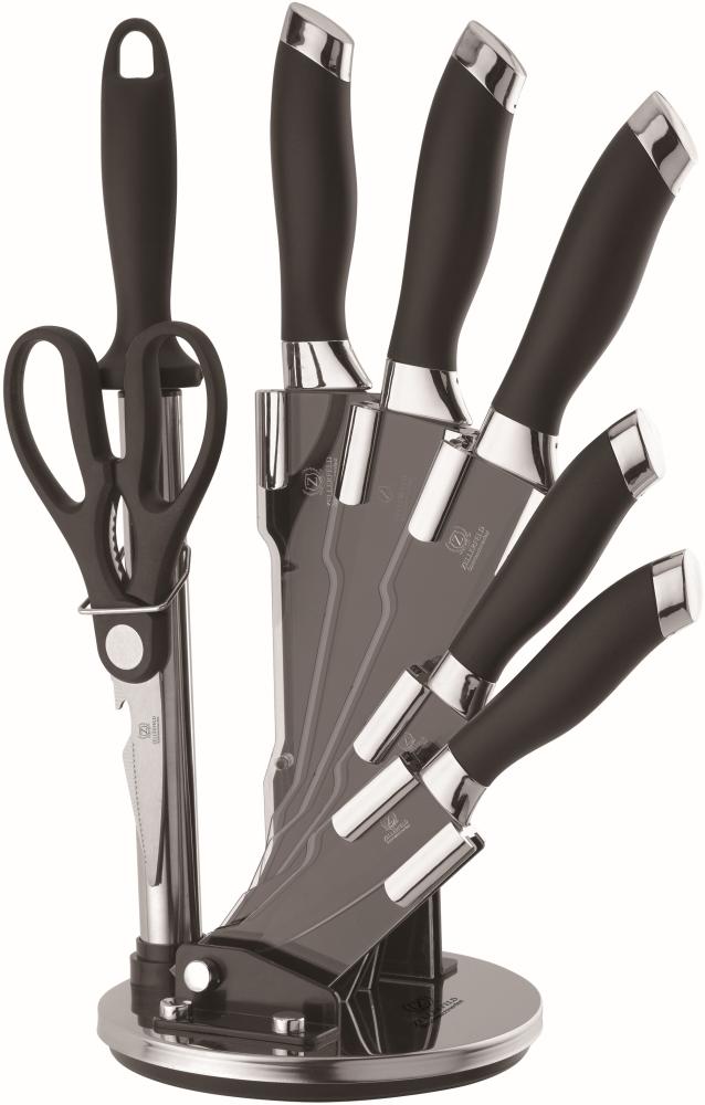 Zellerfeld Messerset 8-teilig Klingen Küchenmesser Kochmesser Messer Schwarz/Silber Bild 1