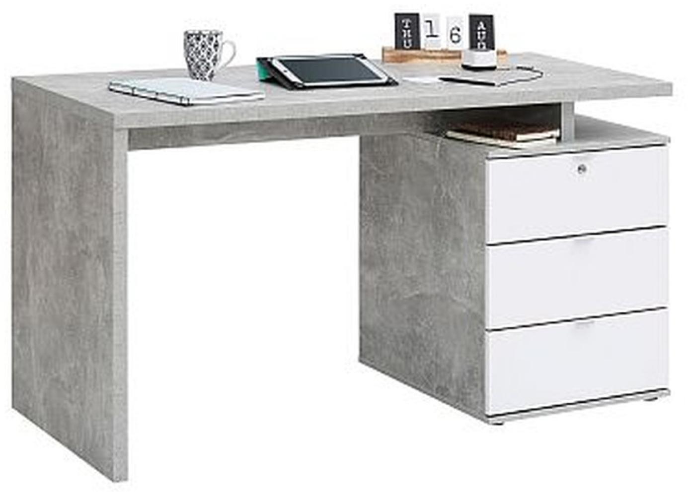 Maja Schreibtisch und Computertisch 40525525 Maße 1440 x 760 x 670 mm betonoptik - weiß Hochglanz Bild 1