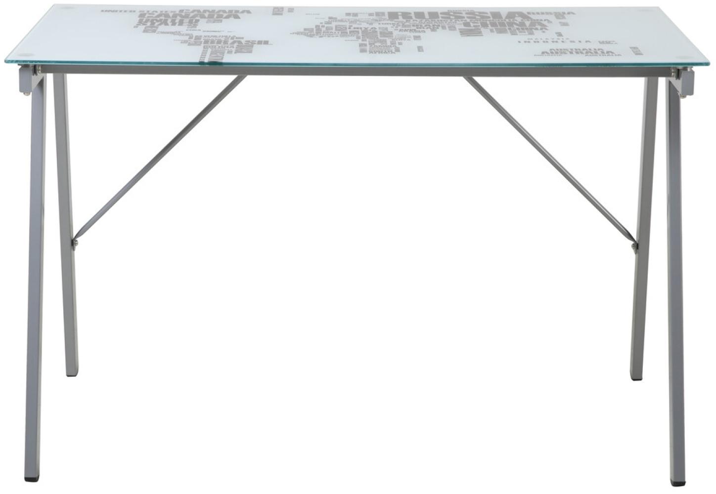 Schreibtisch aus Metall und Glas 113 x 73 x 58 cm Weiß, Grau Bild 1