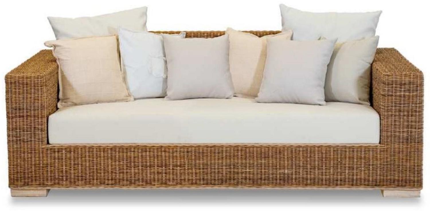 Casa Padrino Luxus Gartensofa Braun / Creme / Mehrfarbig 200 x 90 x H. 70 cm - Wetterbeständiges Sofa mit Kissen - Pool Möbel - Garten Möbel - Hotel Möbel - Luxus Möbel - Made in Italy Bild 1