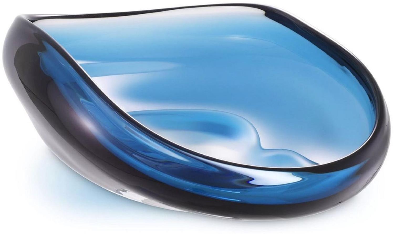 Casa Padrino Luxus Glasschale Blau 42 x 28 x H. 12,5 cm - Mundgeblasene Deko Glas Obstschale - Glas Deko Accessoirs - Luxus Kollektion Bild 1
