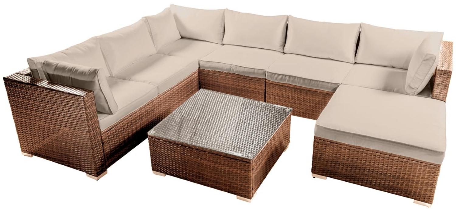 BRAST Gartenmöbel Lounge Sofa Couch Set Luxus Braun Poly-Rattan für 6 Personen Bild 1