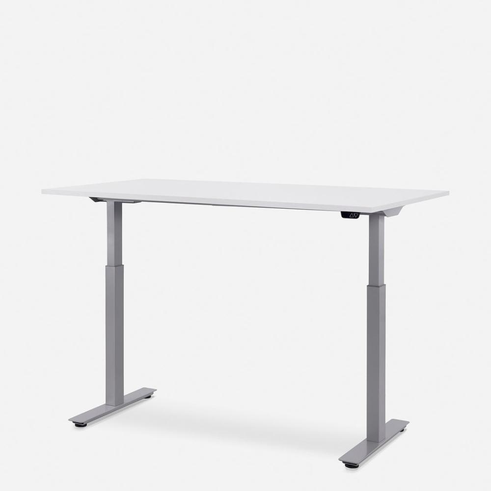 140 x 80 cm WRK21® SMART - Weiss Uni / Grau elektrisch höhenverstellbarer Schreibtisch Bild 1