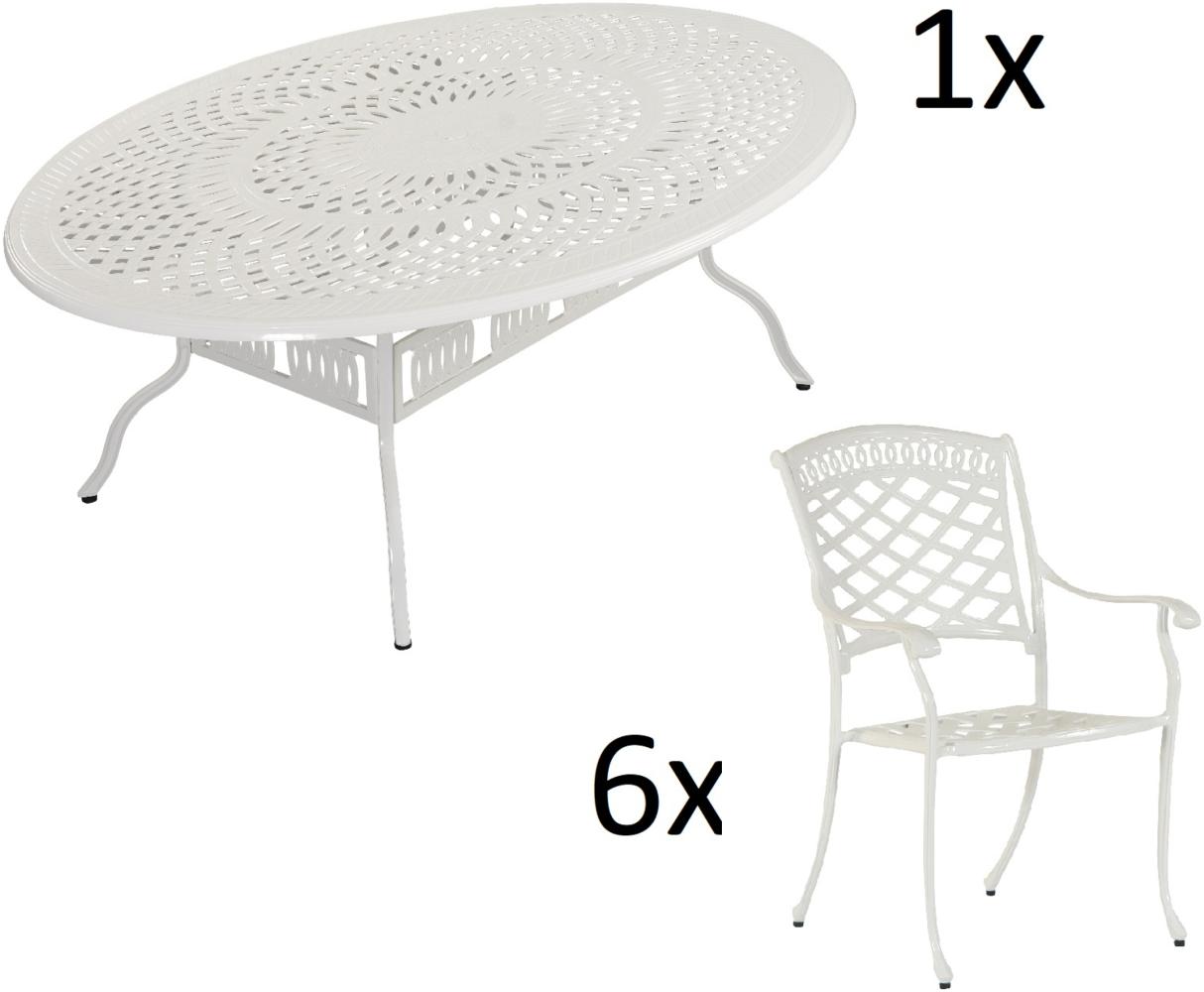 Inko 7-teilige Sitzgruppe Alu-Guss weiß Tisch oval 216x152x74 cm cm mit 6 Sesseln Tisch 216x152 cm mit 6x Sessel Urban Bild 1