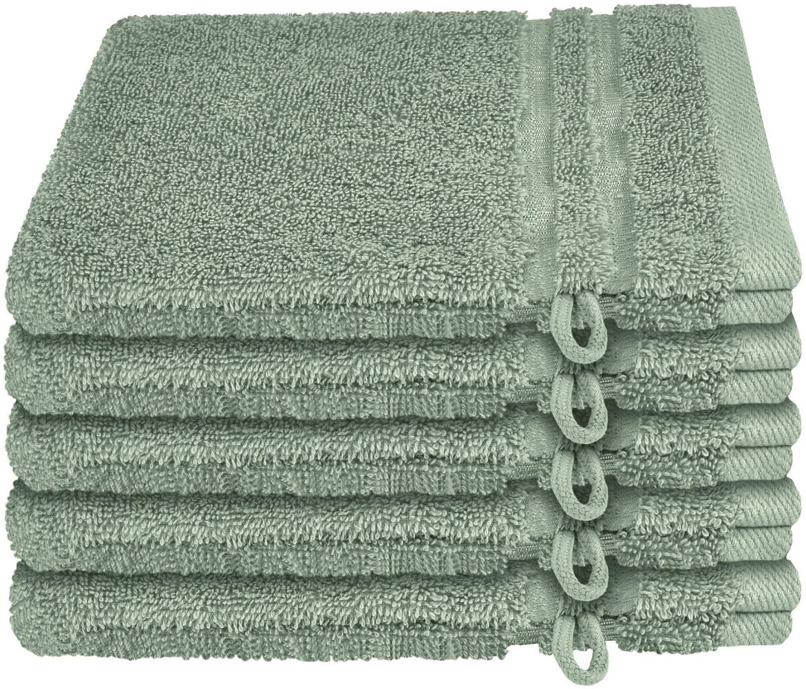 Schiesser Frottier Waschhandschuhe Milano im 5er Set aus Flauschiger, hautfreundlicher Baumwolle, Made IN Green, Farbe:Hellgrün, Größe:16 x 22 cm Bild 1