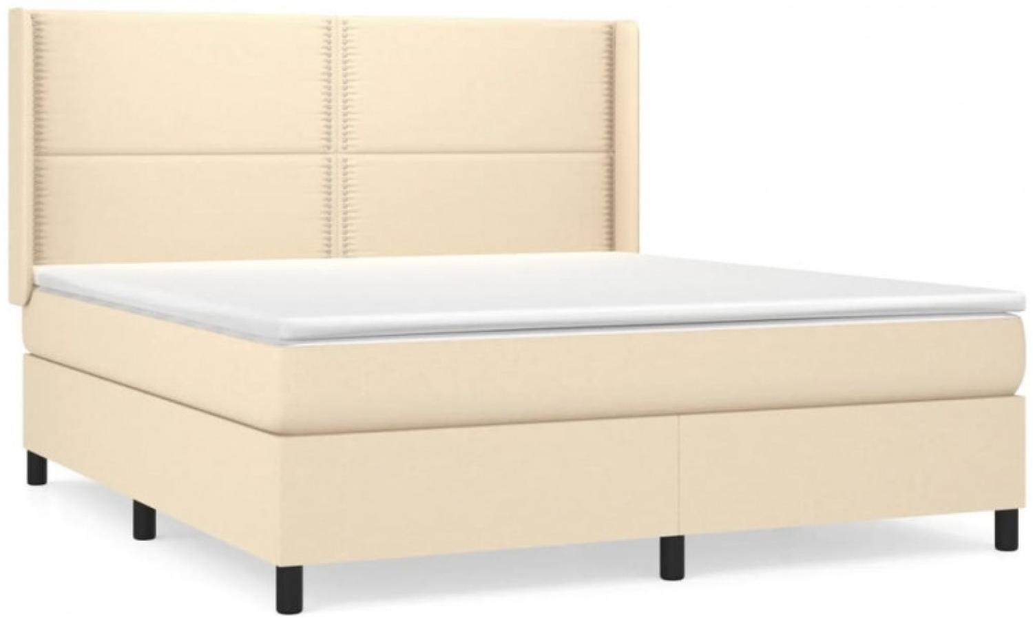 vidaXL Boxspringbett mit Matratze Creme 160x200 cm Stoff, Härtegrad: H2 [3131366] Bild 1