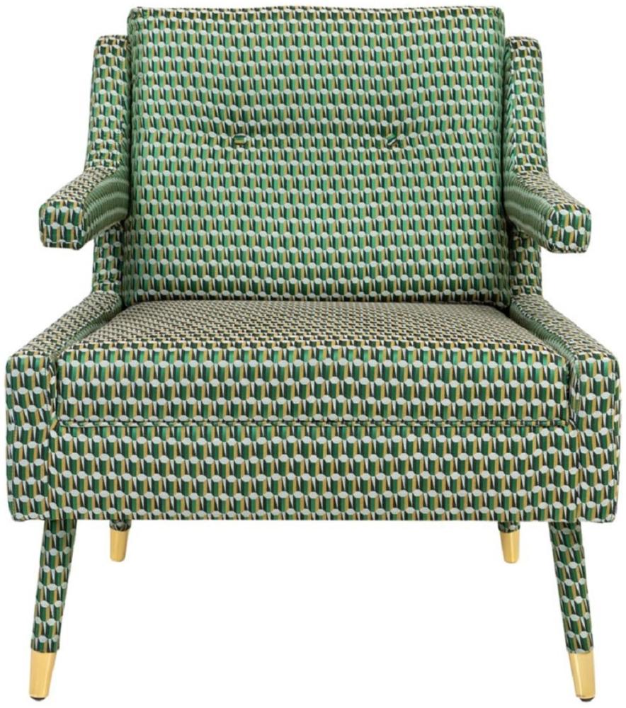 Casa Padrino Luxus Sessel Grün / Gold 76 x 88 x H. 89 cm - Wohnzimmer Sessel im Neoklassichen Stil - Designer Wohnzimmermöbel Bild 1