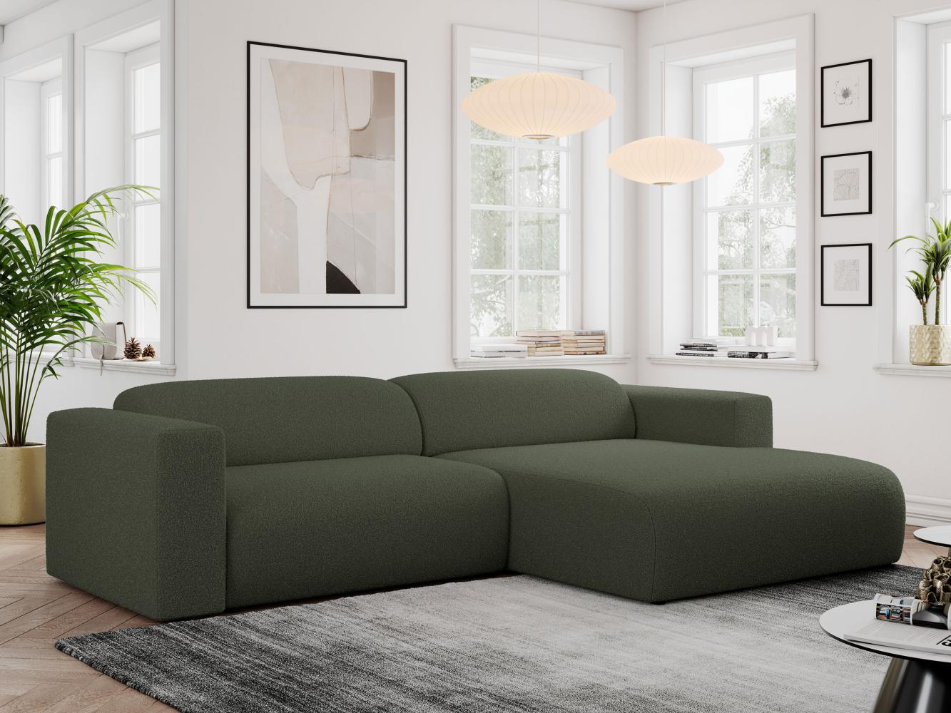 Ecksofa PASADENA, freistehendes Ecksofa, breite Armlehnen, Federsitz - rechts - Grün Boucle Bild 1