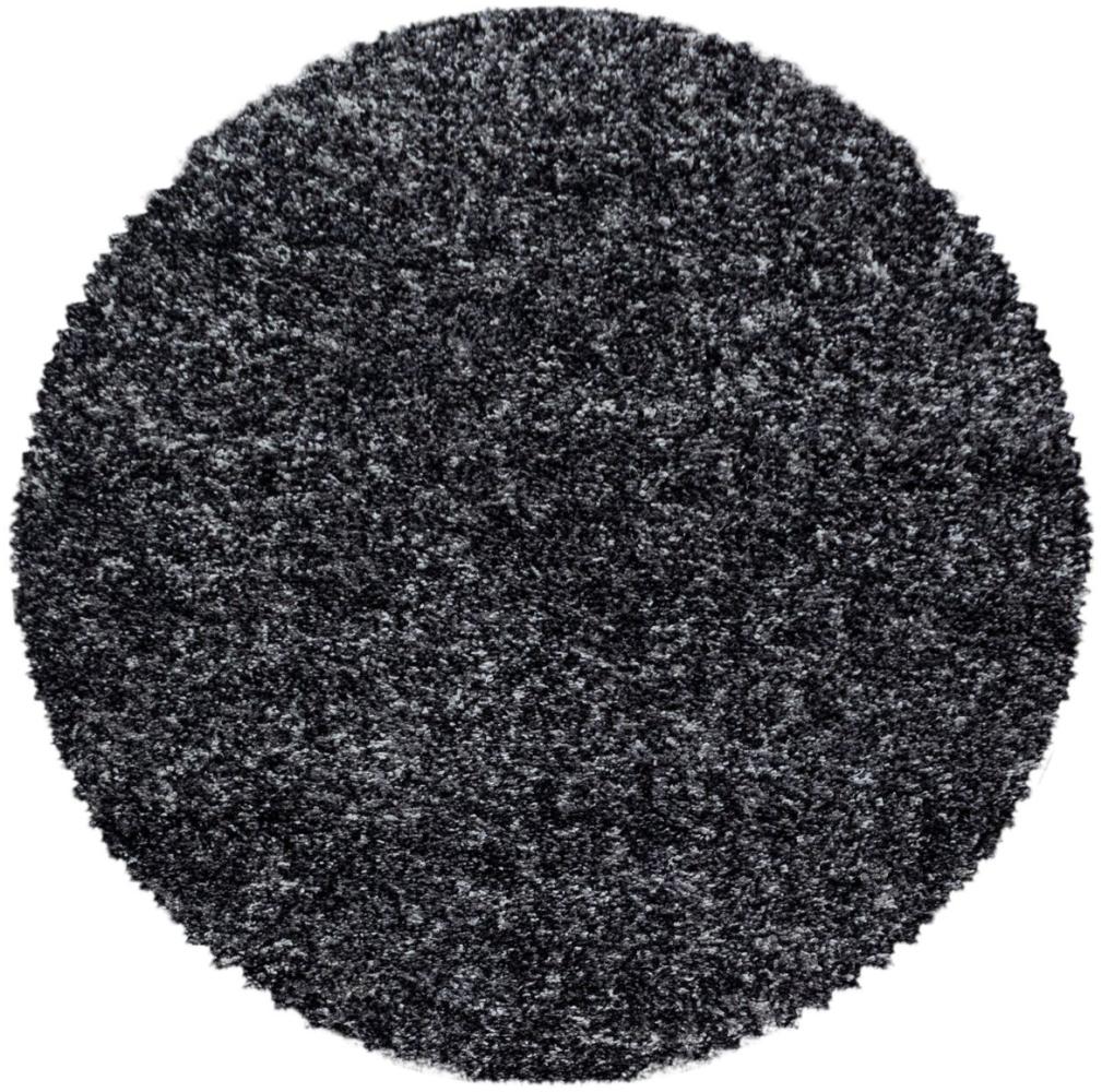 Hochflor Teppich Enrico rund - 120 cm Durchmesser - Anthrazit Bild 1