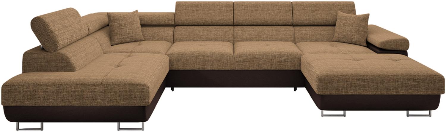 Ecksofa Torezio Bis mit Bettkasten, Schlaffunktion und Einstellbare Kopfstützen (Farbe: Soft 066 + Lux 03, Seite: Links) Bild 1