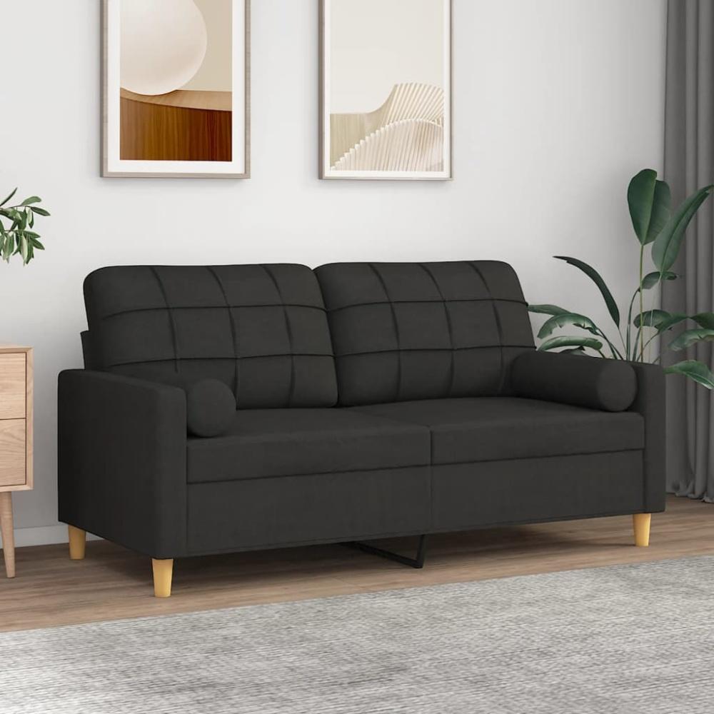 vidaXL 2-Sitzer-Sofa mit Zierkissen Schwarz 140 cm Stoff Bild 1