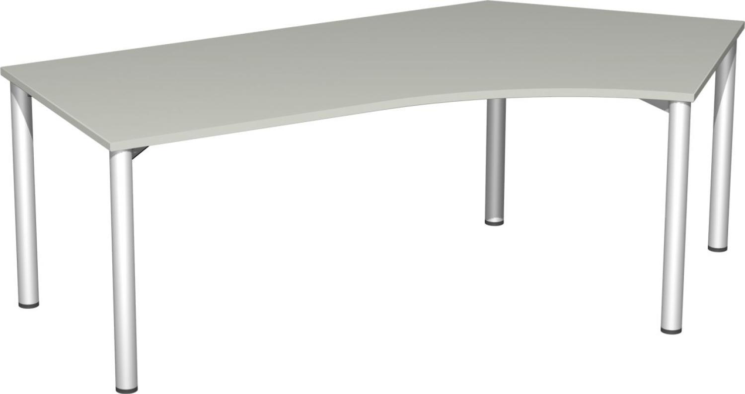 Schreibtisch 135° '4 Fuß Flex' rechts, 216x113cm, Lichtgrau / Silber Bild 1