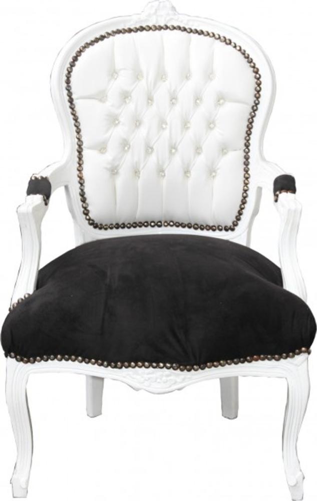 Casa Padrino Barock Salon Stuhl Weiß / Schwarz Mod2 Bling Bling Bild 1