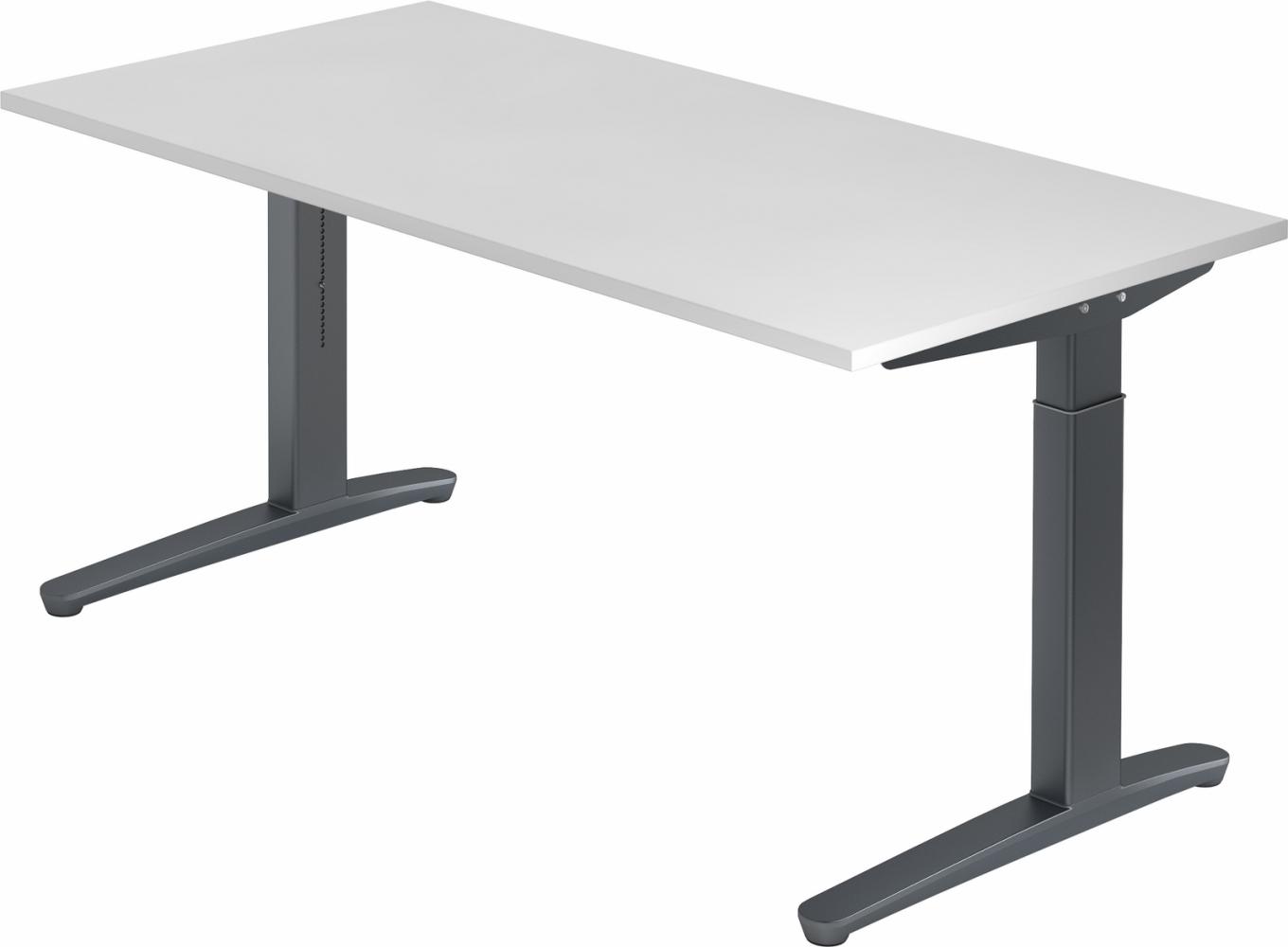 bümö® Design Schreibtisch XB-Serie höhenverstellbar, Tischplatte 160 x 80 cm in weiß, Gestell in graphit Bild 1