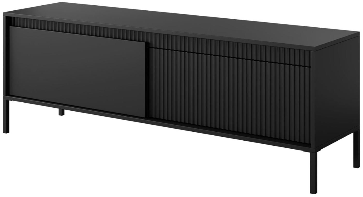 Lowboard Senso TV-Element 154x40x54cm schwarz Grifflos mit Klapptüren Bild 1