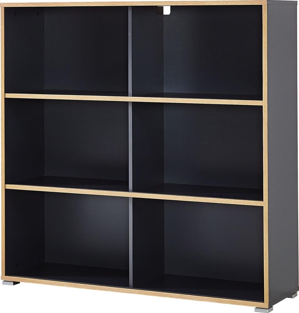 Kommode >M-411< (BxHxT: 120x119x35 cm) in anthrazit | braun - 120x119x35 (BxHxT) Bild 1