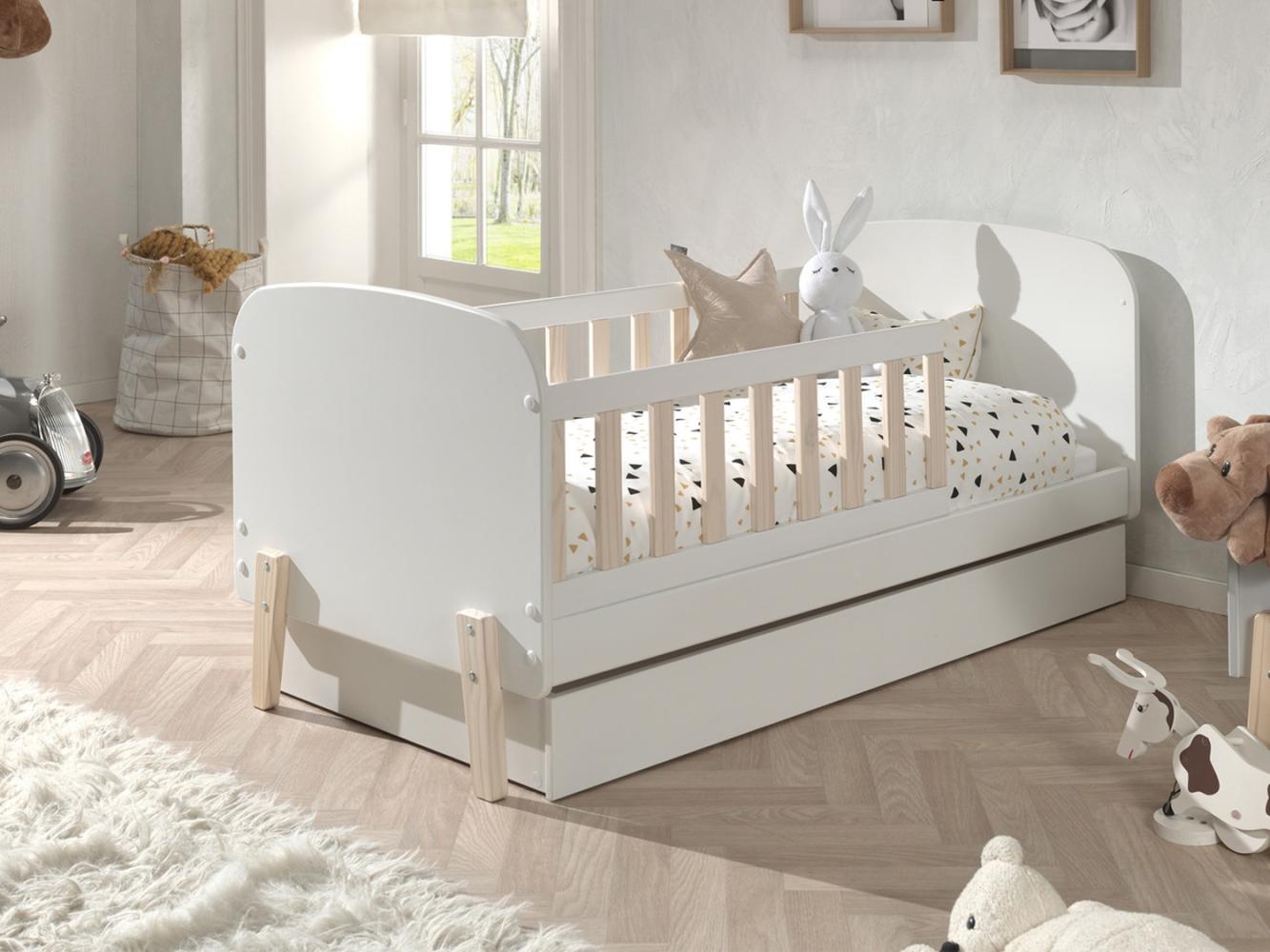 Bett Kinderbett mit Schublade Kiddy MDF und Kiefer 70x140 cm Bild 1