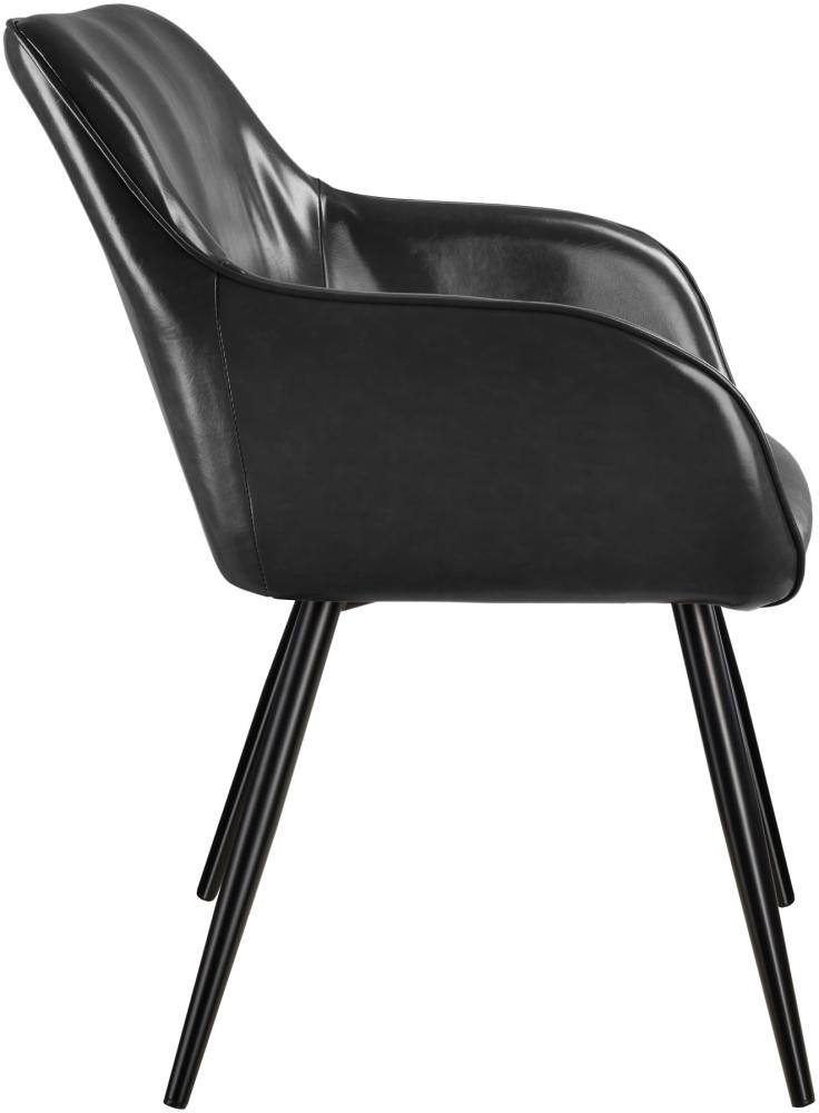 4er Set Stuhl Marilyn Kunstleder, schwarze Stuhlbeine - schwarz Bild 1