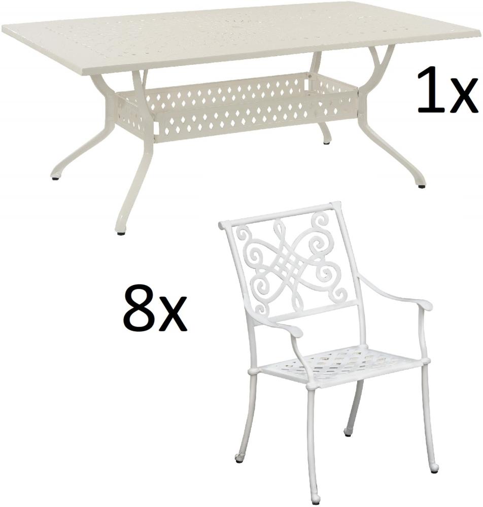 Inko 9-teilige Sitzgruppe Alu-Guss weiß Tisch 215x107x74 cm cm mit 8 Sesseln Tisch 215x107 cm mit 8x Sessel Nexus Bild 1