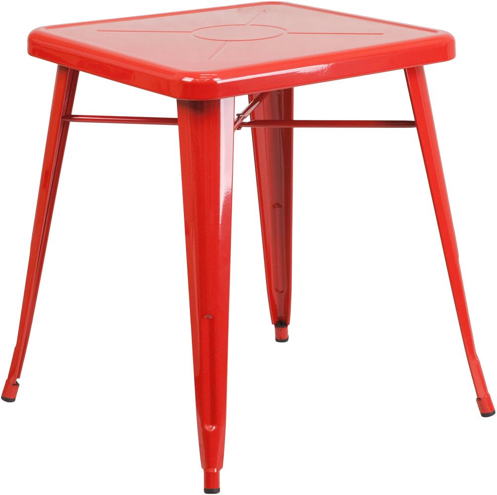 Flash Furniture Commercial Grade 60,3 cm quadratischer roter Metalltisch für drinnen und draußen Bild 1