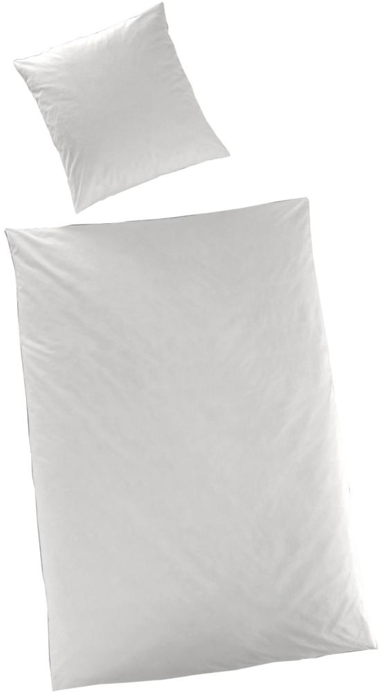 Hahn Haustextilien Luxus-Satin Bettwäsche uni Farbe weiß Größe 200x200 cm Bild 1