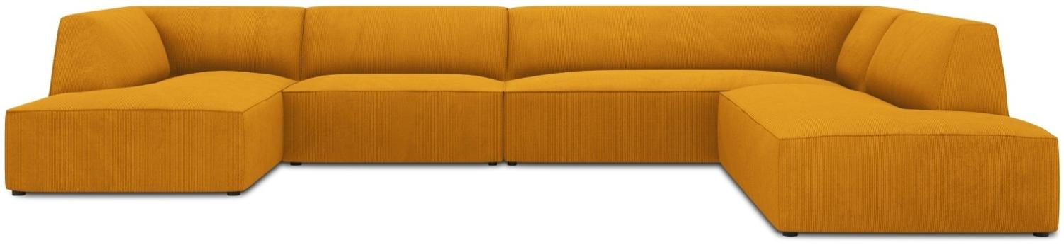Micadoni 7-Sitzer Panorama Ecke rechts Sofa Ruby | Bezug Yellow | Beinfarbe Black Plastic Bild 1