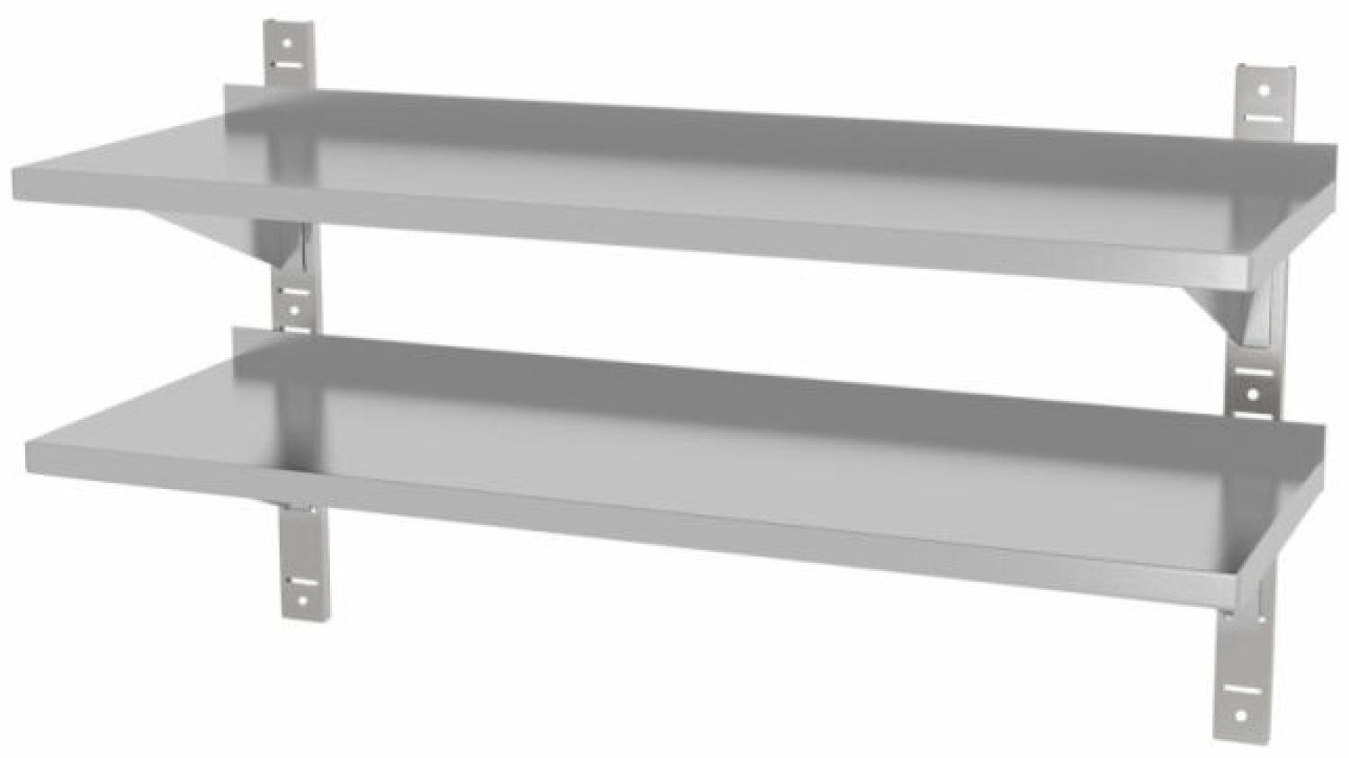 Verstellbares Doppel-Wandregal mit zwei Stahlschienen, HENDI, 800x300x(H)600mm Bild 1