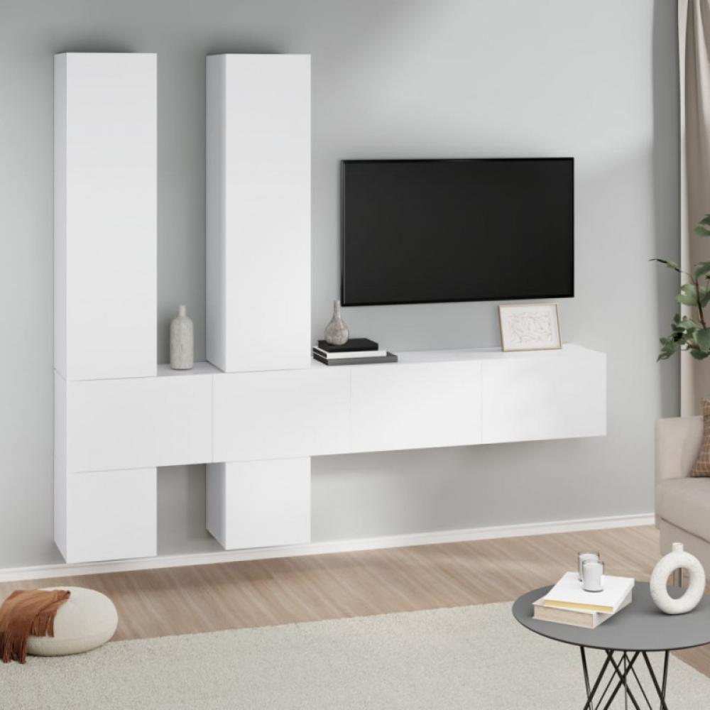TV-Wandschrank Weiß Holzwerkstoff (Farbe: Weiß) Bild 1