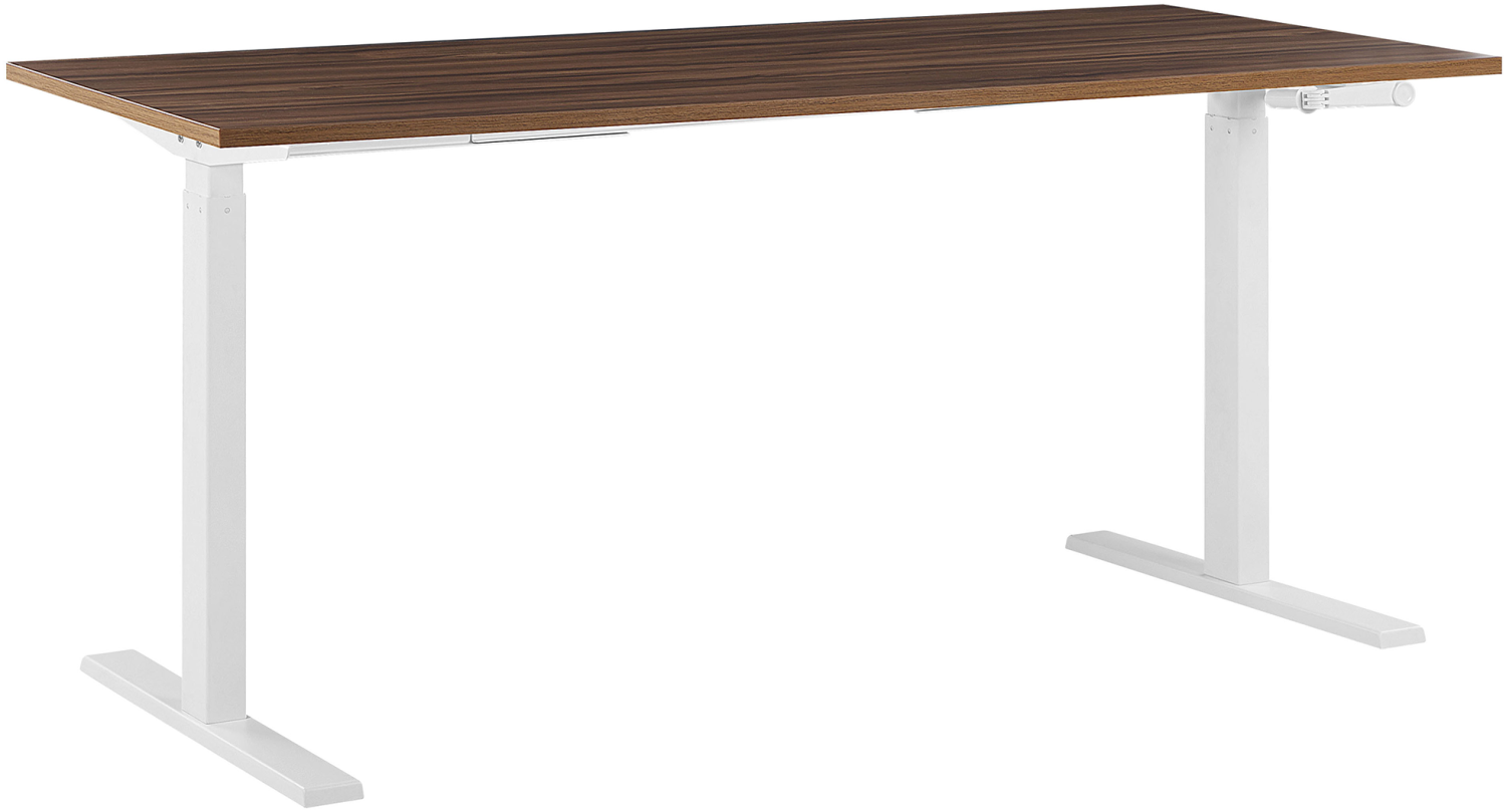 Schreibtisch manuell höhenverstellbar, Spanplatte Braun/ Weiß, 76-116 x 160 x 72 cm Bild 1