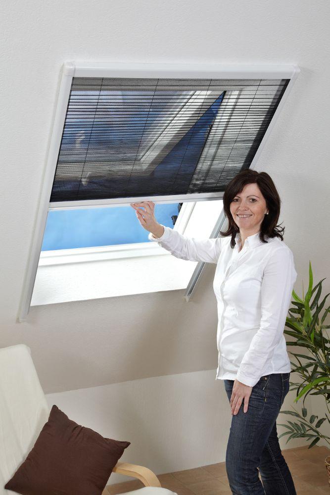 Fliegen-gitter Mücken-schutz Insektenschutz-Dachfenster-Plissee 110 x 160 cm in Braun Bild 1