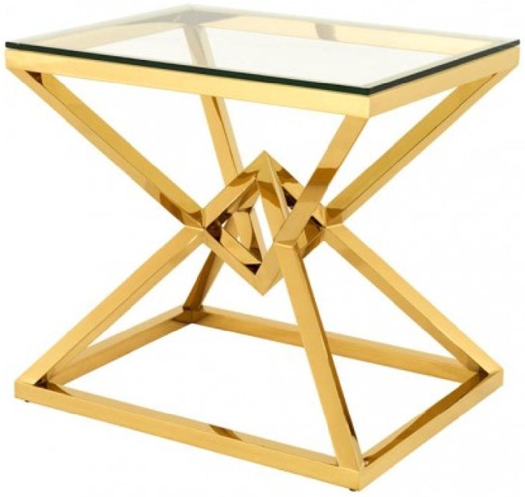Casa Padrino Luxus Beistelltisch Edelstahl Gold Finish 65 x 50 x H 60 cm - Tisch Möbel Bild 1