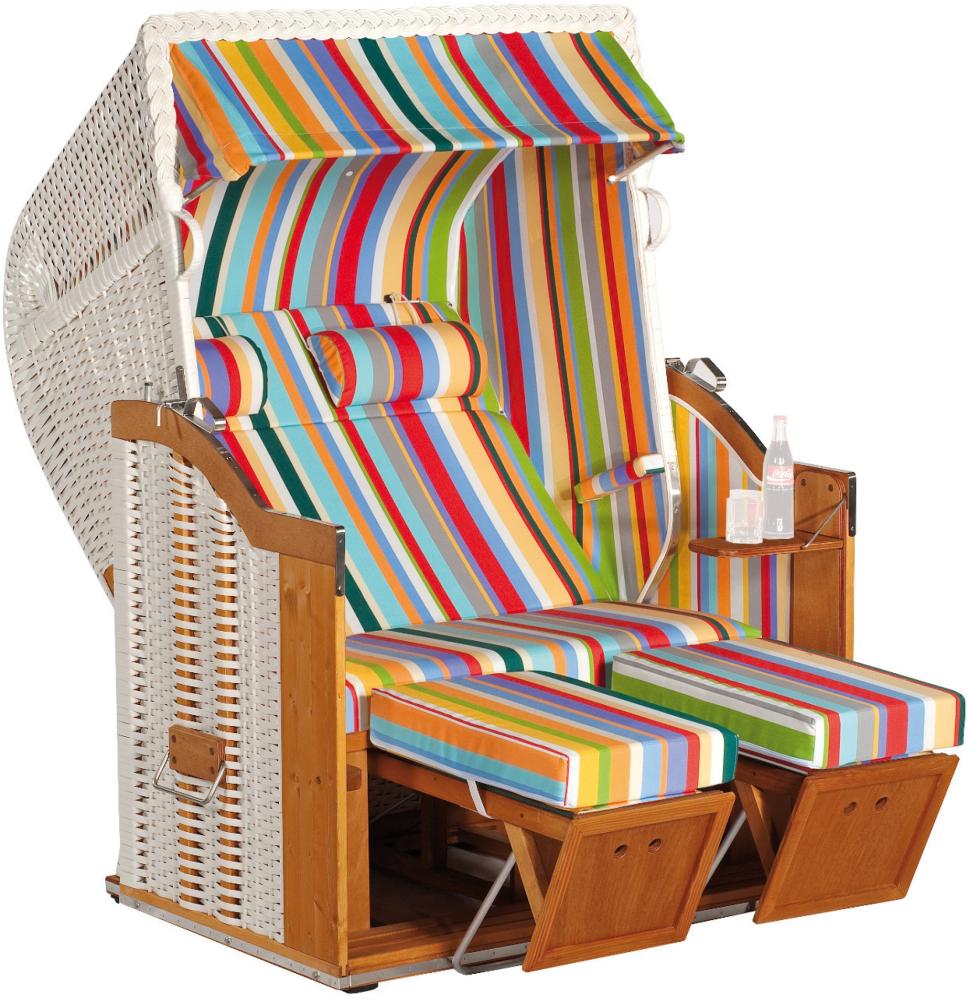 Sonnenpartner Strandkorb Classic 2-Sitzer Halbliegemodell weiß/bunt mit Sonderausstattung Bild 1