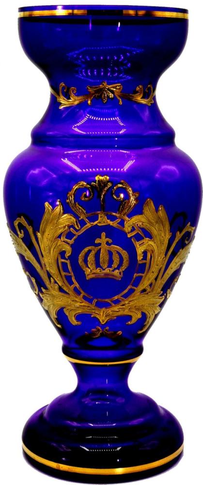Pompöös by Casa Padrino Luxus Pokal Vase mit 24 Karat Vergoldung Lila / Gold Ø 14 x H. 30,5 cm - Pompööse Blumenvase designed by Harald Glööckler Bild 1