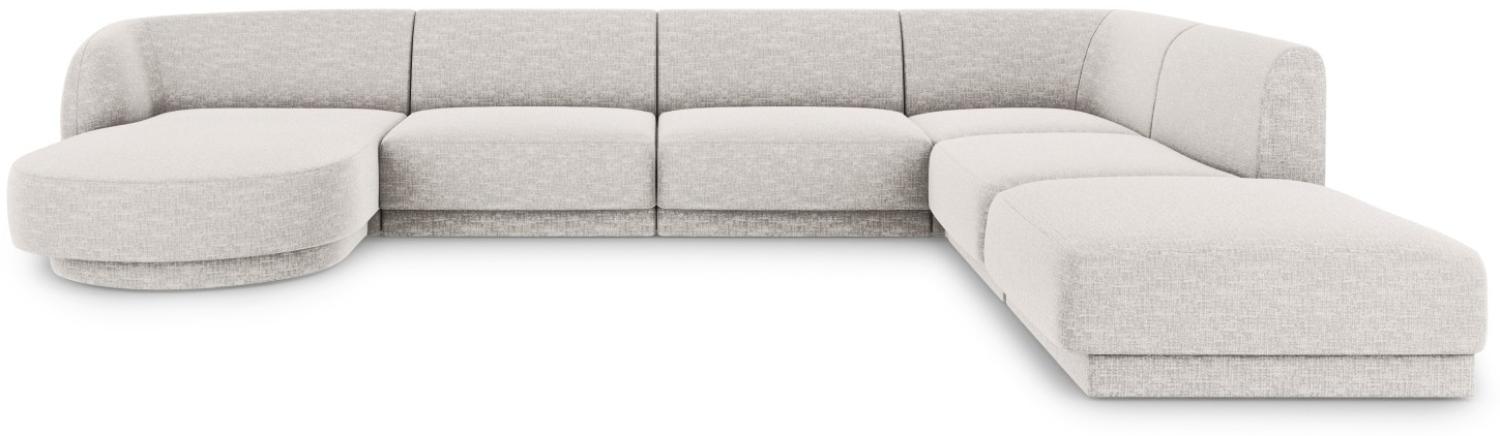 Micadoni 6-Sitzer Panorama Ecke rechts Sofa Miley | Bezug Light Grey | Beinfarbe Black Plastic Bild 1