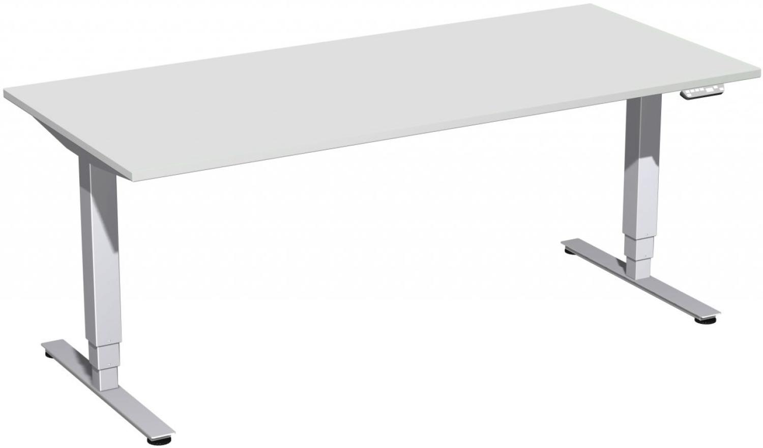 Elektro-Hubtisch 'Pro+', höhenverstellbar, 180x80x62-128cm, gerade, Lichtgrau / Silber Bild 1
