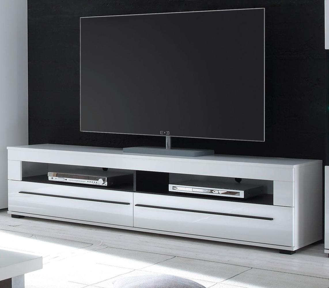 TV-Lowboard Design-D in Hochglanz weiß 180 x 47 cm Bild 1