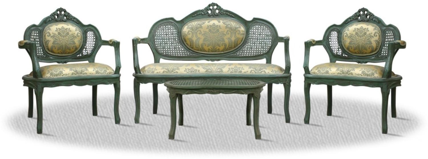 Casa Padrino Barock Salon Set mit Sitzbank 2 Stühlen und Tisch - Limited Edition Bild 1