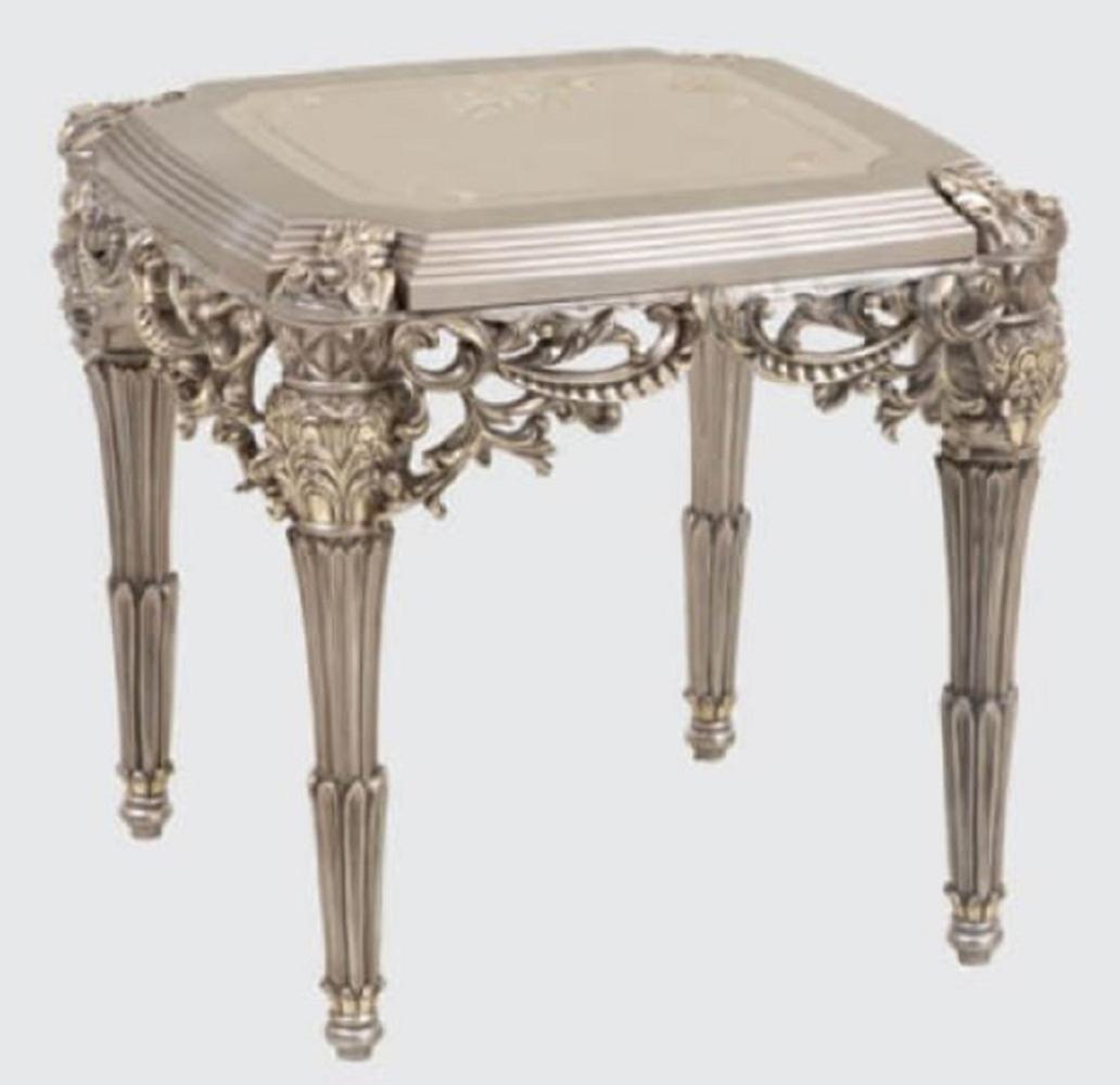 Casa Padrino Luxus Barock Beistelltisch Silber / Gold 65 x 65 x H. 65 cm - Handgefertigter Massivholz Tisch im Barockstil - Barock Möbel Bild 1