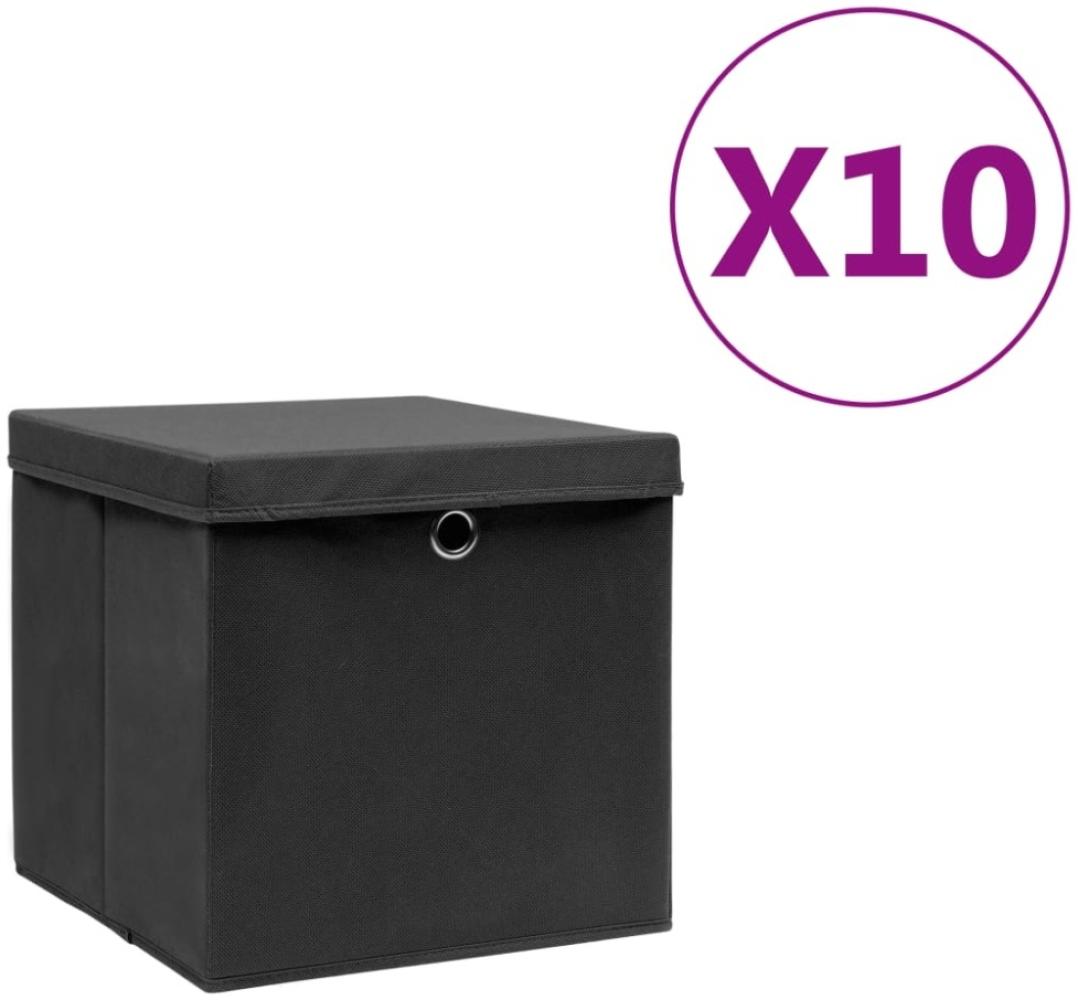 vidaXL Aufbewahrungsboxen mit Deckeln 10 Stk. 28x28x28 cm Schwarz Bild 1