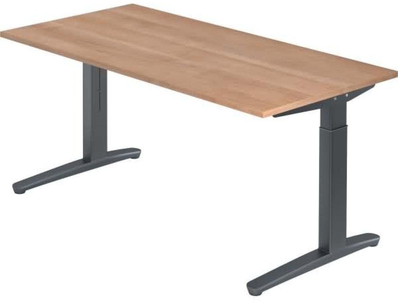 'XB16' Schreibtisch, C-Fuß, 160x80cm Nussbaum / Graphit Bild 1