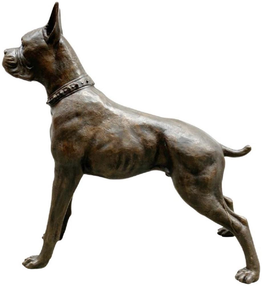 Casa Padrino Luxus Bronze Skulptur Boxer Hund Bronzefarben 85 x 28 x H. 95 cm - Bronze Dekofigur - Wohnzimmer Dekofigur - Luxus Wohnzimmer Deko Accessoires Bild 1