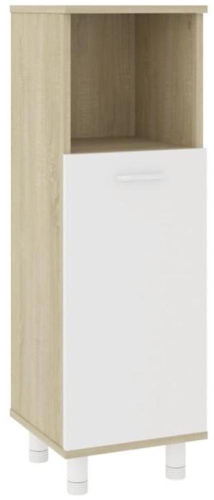 vidaXL Badezimmerschrank Weiß und Sonoma-Eiche 30x30x95 cm Spanplatte [802620] Bild 1