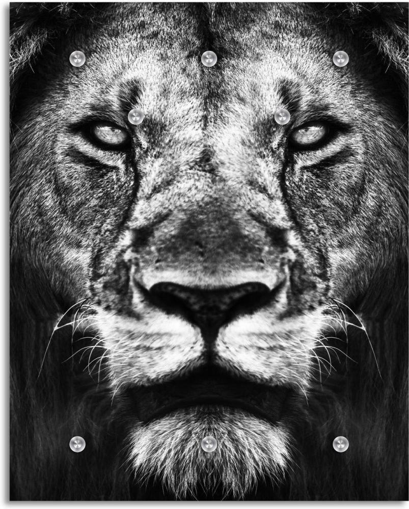 Queence Garderobe - "Lion King" Druck auf hochwertigem Arcylglas inkl. Edelstahlhaken und Aufhängung, Format: 100x120cm Bild 1