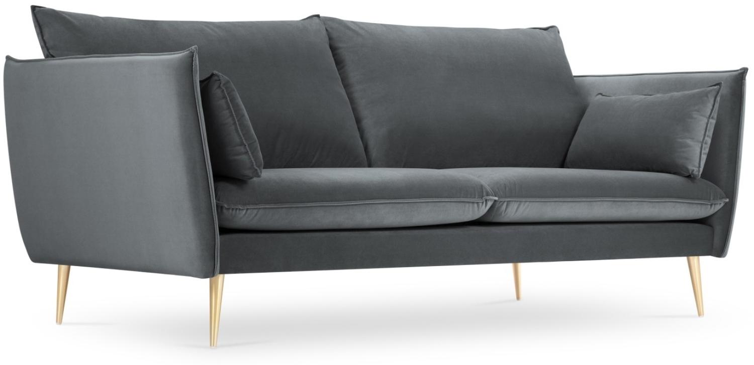 Micadoni 4-Sitzer Samtstoff Sofa Agate | Bezug Dark Grey | Beinfarbe Gold Metal Bild 1